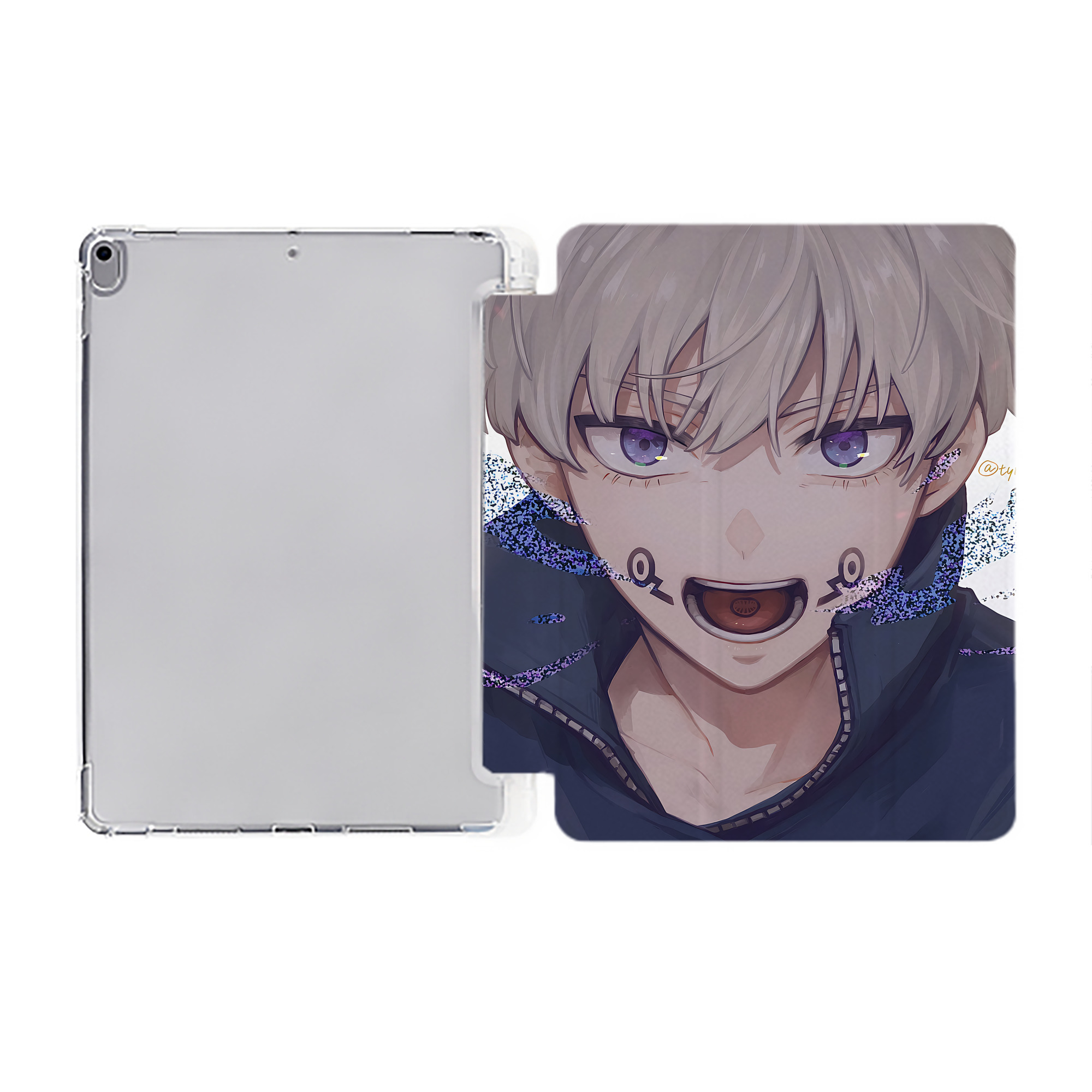 （画像用） 呪術廻戦 Jujutsu Kaisen IPad ケース ペン収納付き 三つ折りスタンド PUレザー×シリコン 対応機種9.5/10.5/10.9インチ